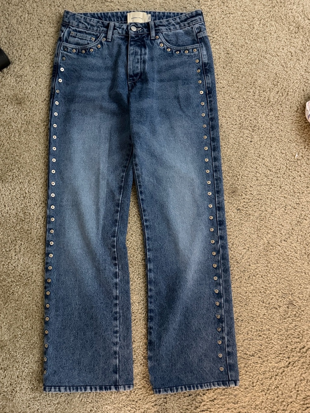 Paloma Wool Blue Studded Straight-Leg Jeans